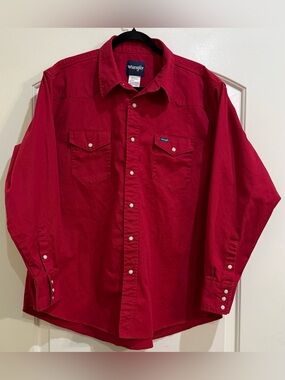 Wrangler Men's Bright Red Western Snap Shirt